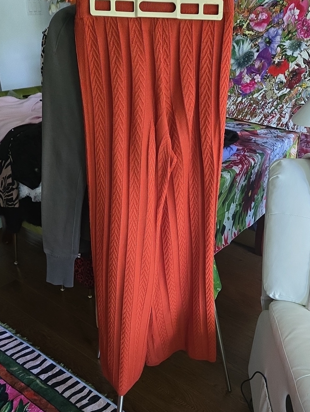 Anthropology  Orange Knit Wide Leg Oants